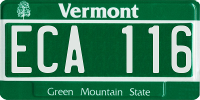 VT license plate ECA116