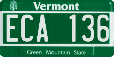 VT license plate ECA136