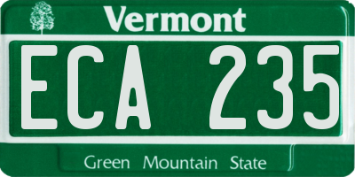 VT license plate ECA235