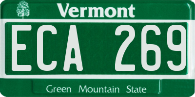 VT license plate ECA269