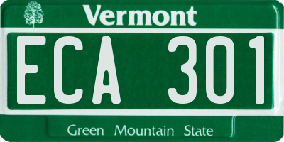 VT license plate ECA301
