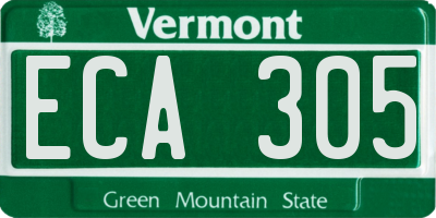 VT license plate ECA305