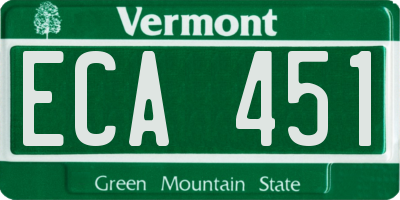 VT license plate ECA451