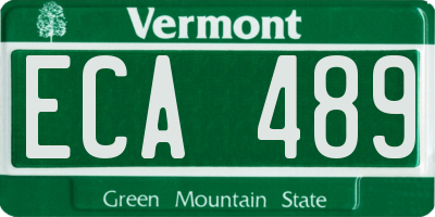 VT license plate ECA489