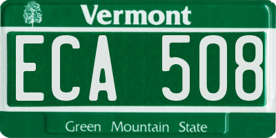 VT license plate ECA508