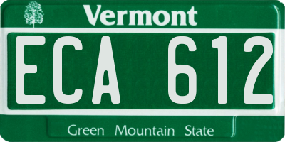 VT license plate ECA612