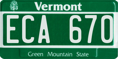 VT license plate ECA670
