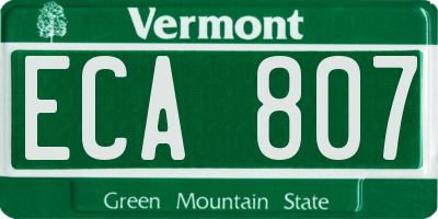 VT license plate ECA807