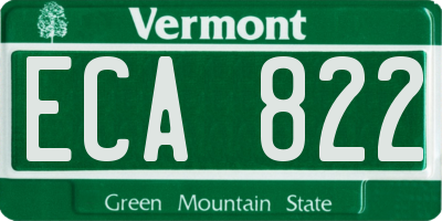 VT license plate ECA822