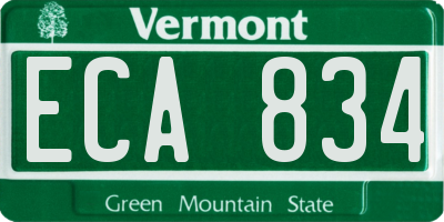 VT license plate ECA834