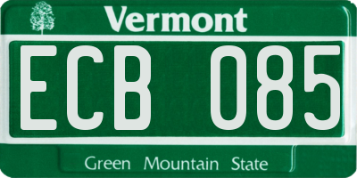 VT license plate ECB085