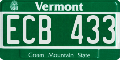 VT license plate ECB433