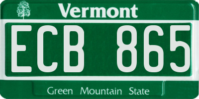 VT license plate ECB865