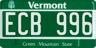 VT license plate ECB996