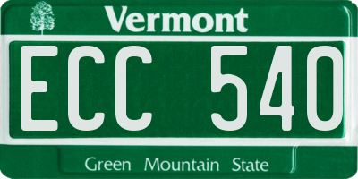 VT license plate ECC540