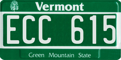 VT license plate ECC615