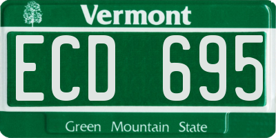 VT license plate ECD695