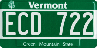 VT license plate ECD722