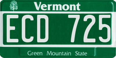 VT license plate ECD725