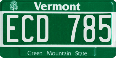 VT license plate ECD785