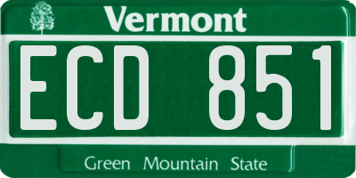 VT license plate ECD851