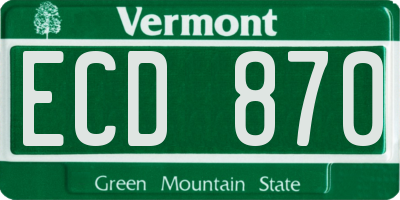 VT license plate ECD870