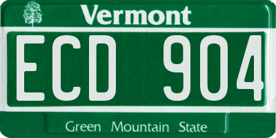 VT license plate ECD904