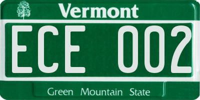 VT license plate ECE002
