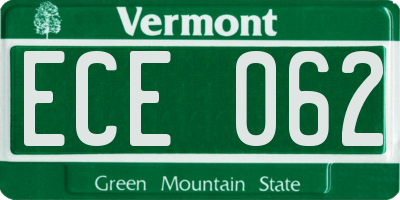 VT license plate ECE062