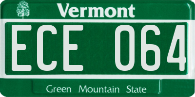 VT license plate ECE064