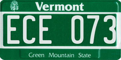 VT license plate ECE073