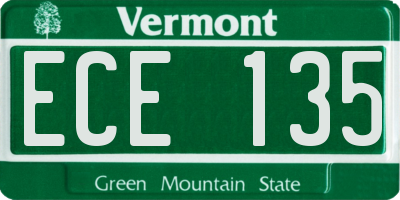 VT license plate ECE135