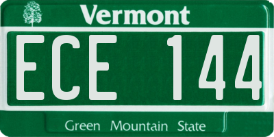 VT license plate ECE144