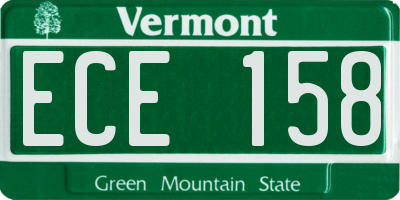 VT license plate ECE158