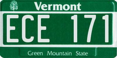 VT license plate ECE171