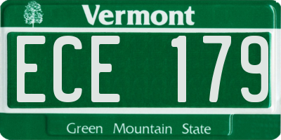 VT license plate ECE179