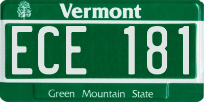 VT license plate ECE181