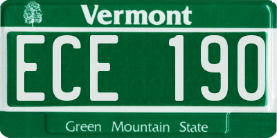 VT license plate ECE190