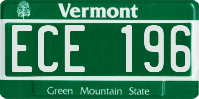 VT license plate ECE196
