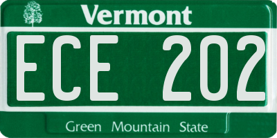 VT license plate ECE202
