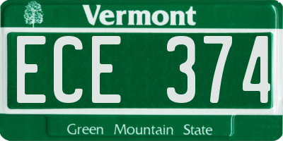 VT license plate ECE374
