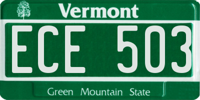 VT license plate ECE503
