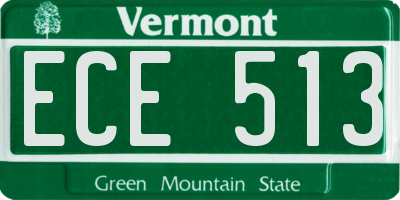 VT license plate ECE513