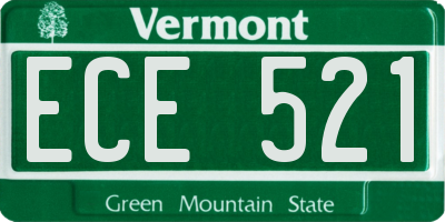 VT license plate ECE521