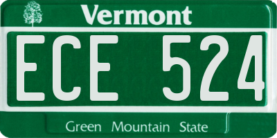 VT license plate ECE524