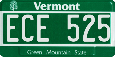 VT license plate ECE525