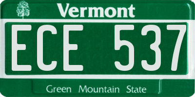 VT license plate ECE537
