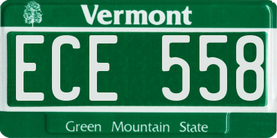 VT license plate ECE558
