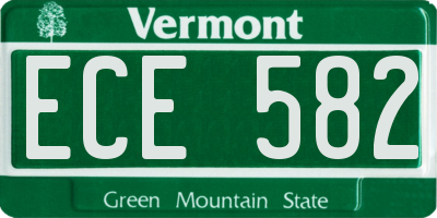 VT license plate ECE582