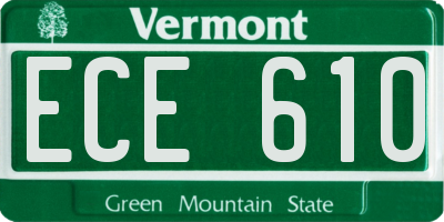 VT license plate ECE610